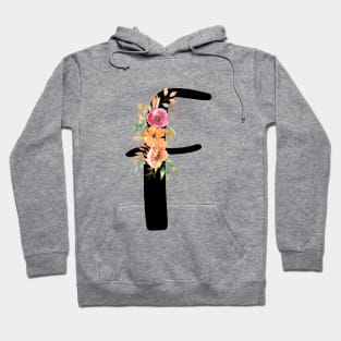 Letter F With Watercolor Floral Wreath Hoodie